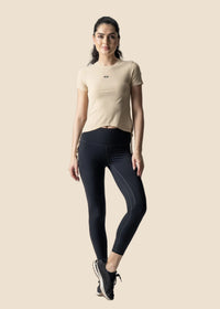 Women Side Tie Crop Top - Beige - 1