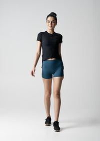 Women Side Tie Crop Top - Black - 3