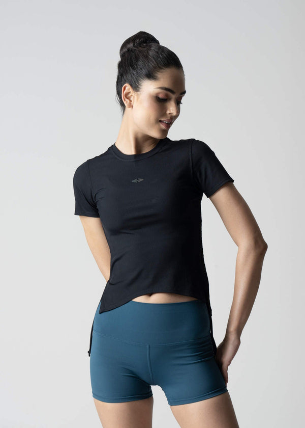 Women Side Tie Crop Top - Black - 1