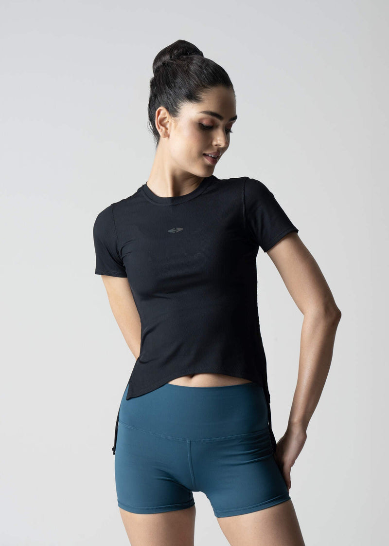 Women Side Tie Crop Top - Black