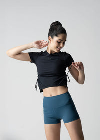 Women Side Tie Crop Top - Black - 5