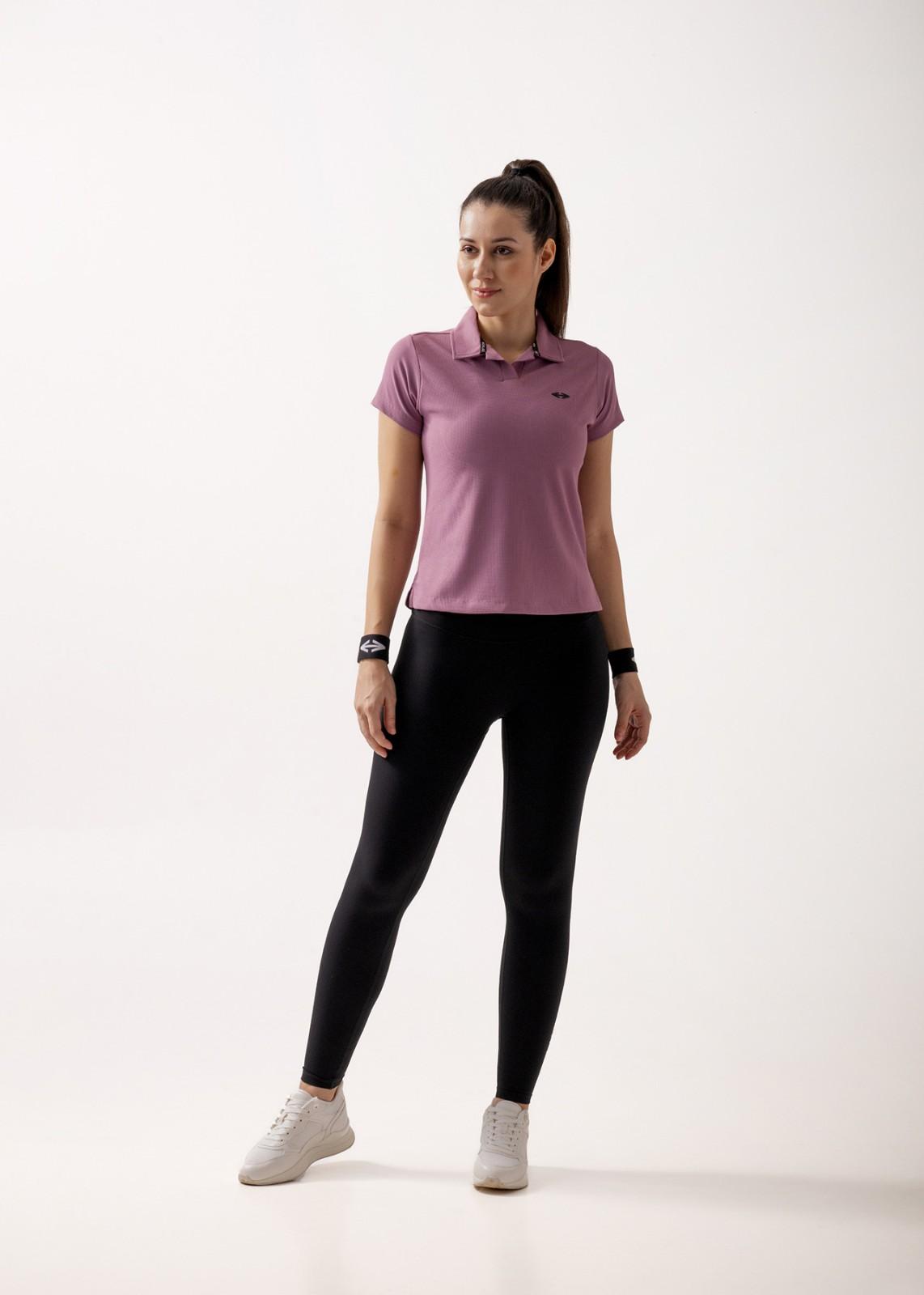 Women Sporty Textured Polo Top - Blush Pink