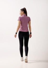 Women Sporty Textured Polo Top - Blush Pink - 4