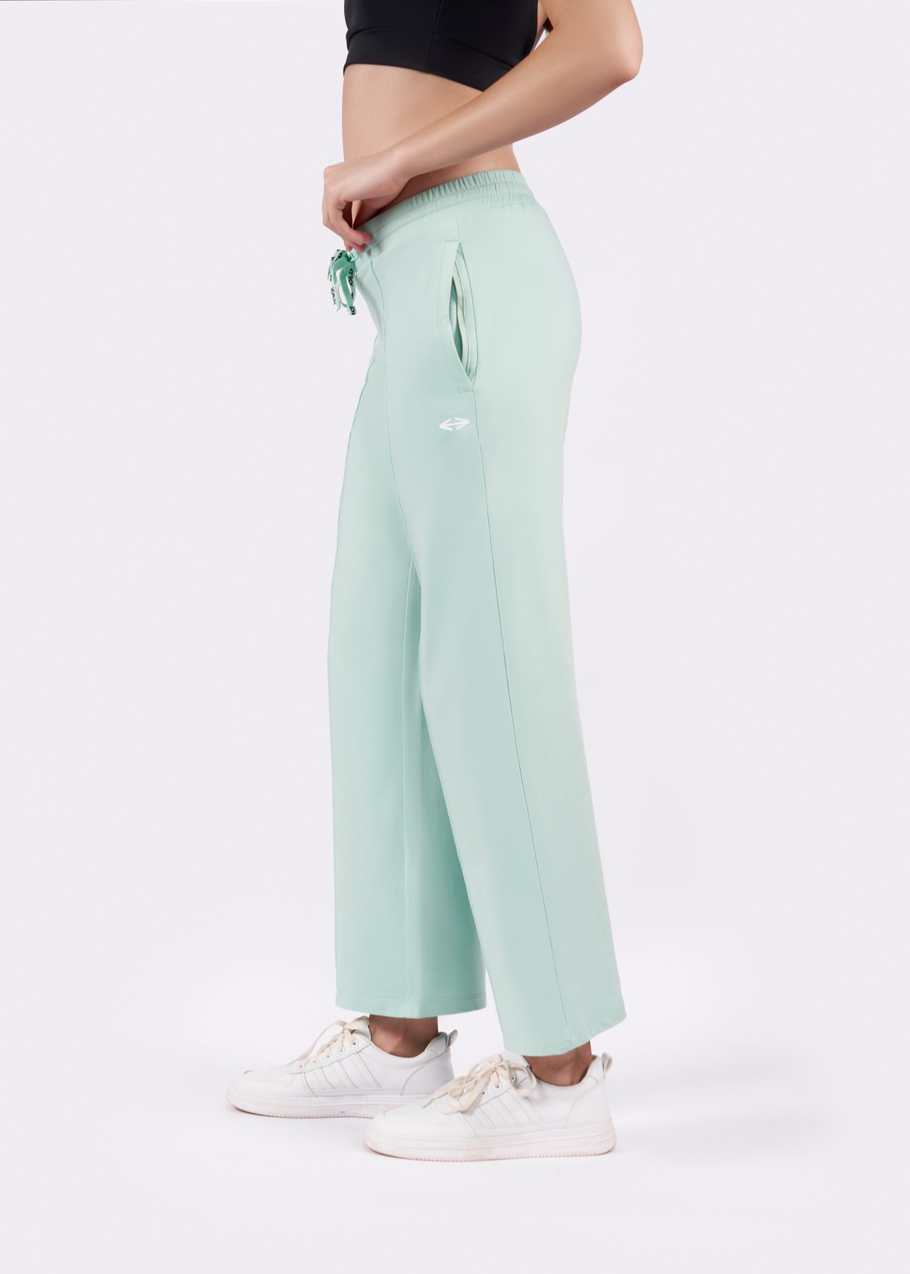 Women High Waist Flare Pants - Mint Green - 3