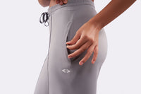 Women High Waist Flare Pants - Grey - 1