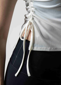 Women Side Tie Crop Top - White - 4