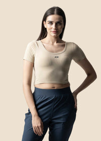 Everyday basic crop top - Beige - 1