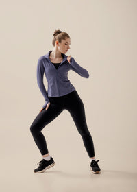 Women High Neck Zip Jacket - Lilac Blue - 1