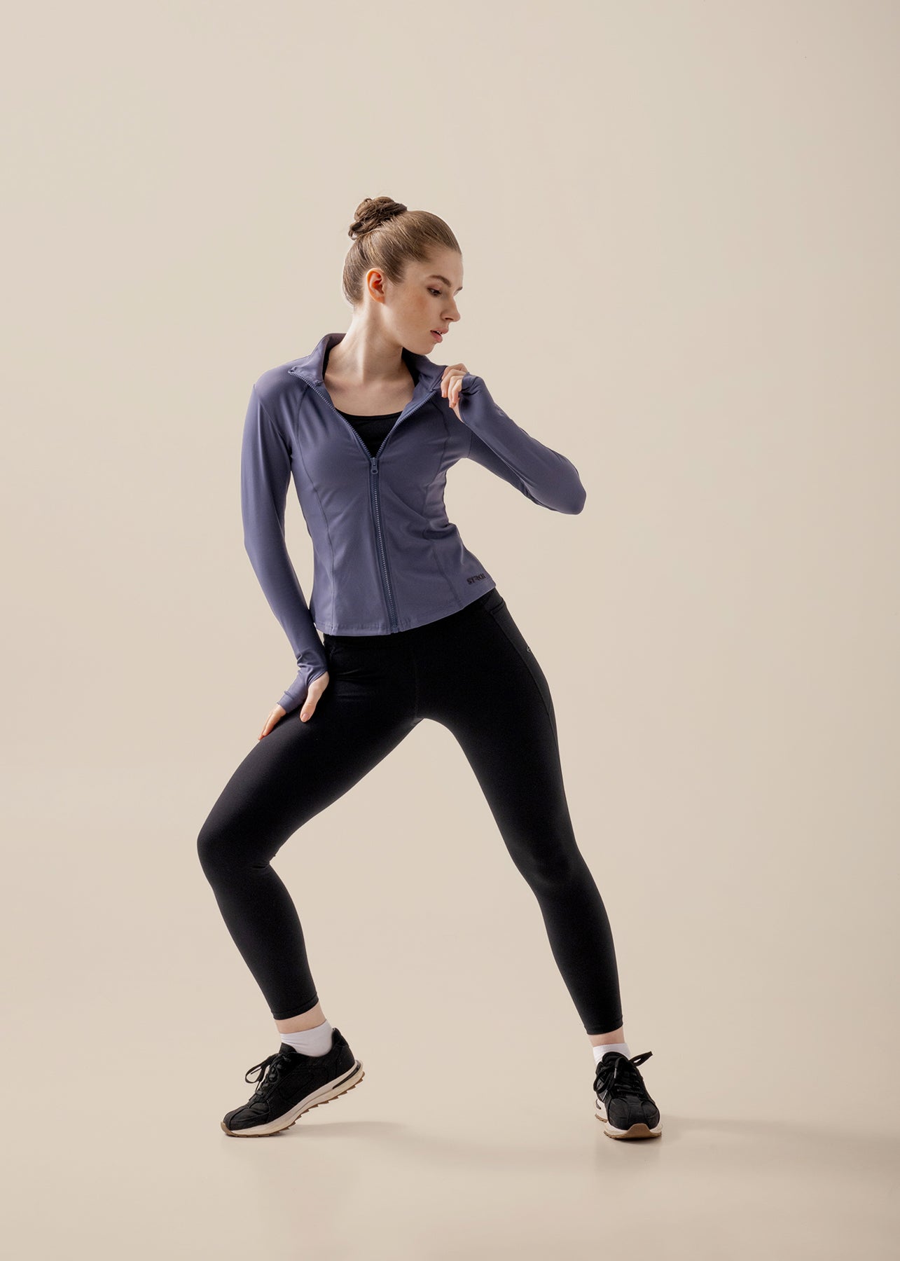 Women High Neck Zip Jacket - Lilac Blue - 1