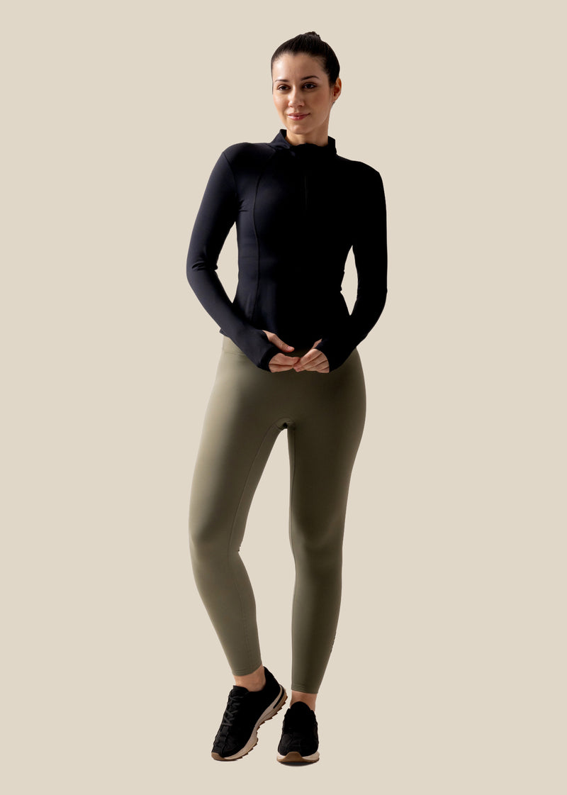 Women High Neck Zip Jacket - Black