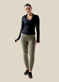 Women High Neck Zip Jacket - Black - 7