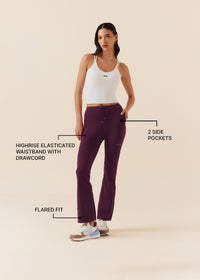 Women Gym Flare Pants - Maroon - 3