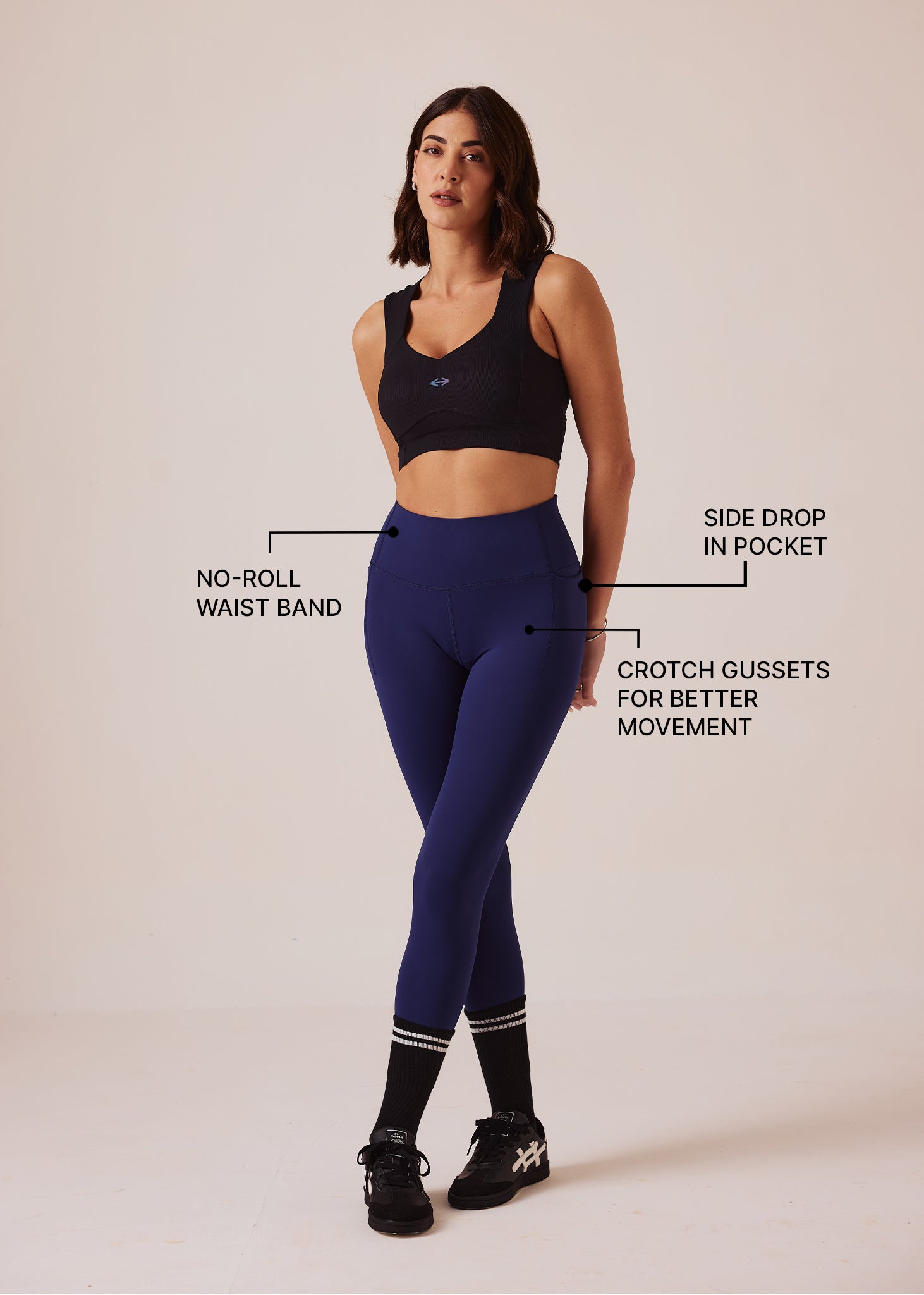 Women Gym-to-Yoga High Waist Leggings - Navy - 3