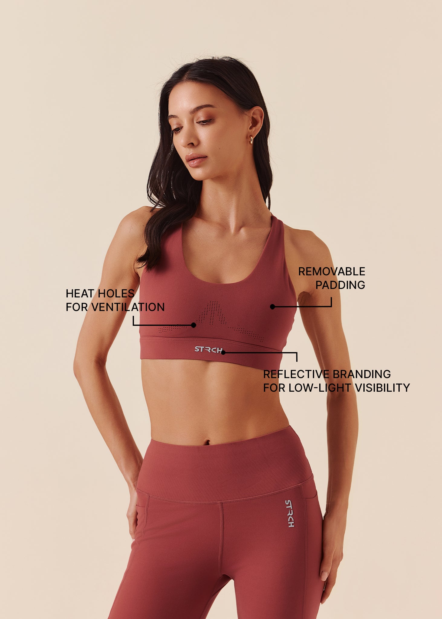 Women Breathable Racerback Bra - Marsala Red - 3