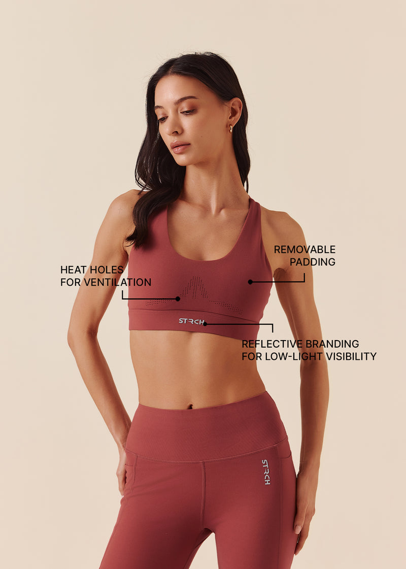 Low Impact Racerback Sports Bra - Marsala Red