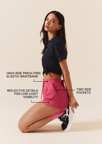 Women Pocket Workout Shorts - Raspberry - 3