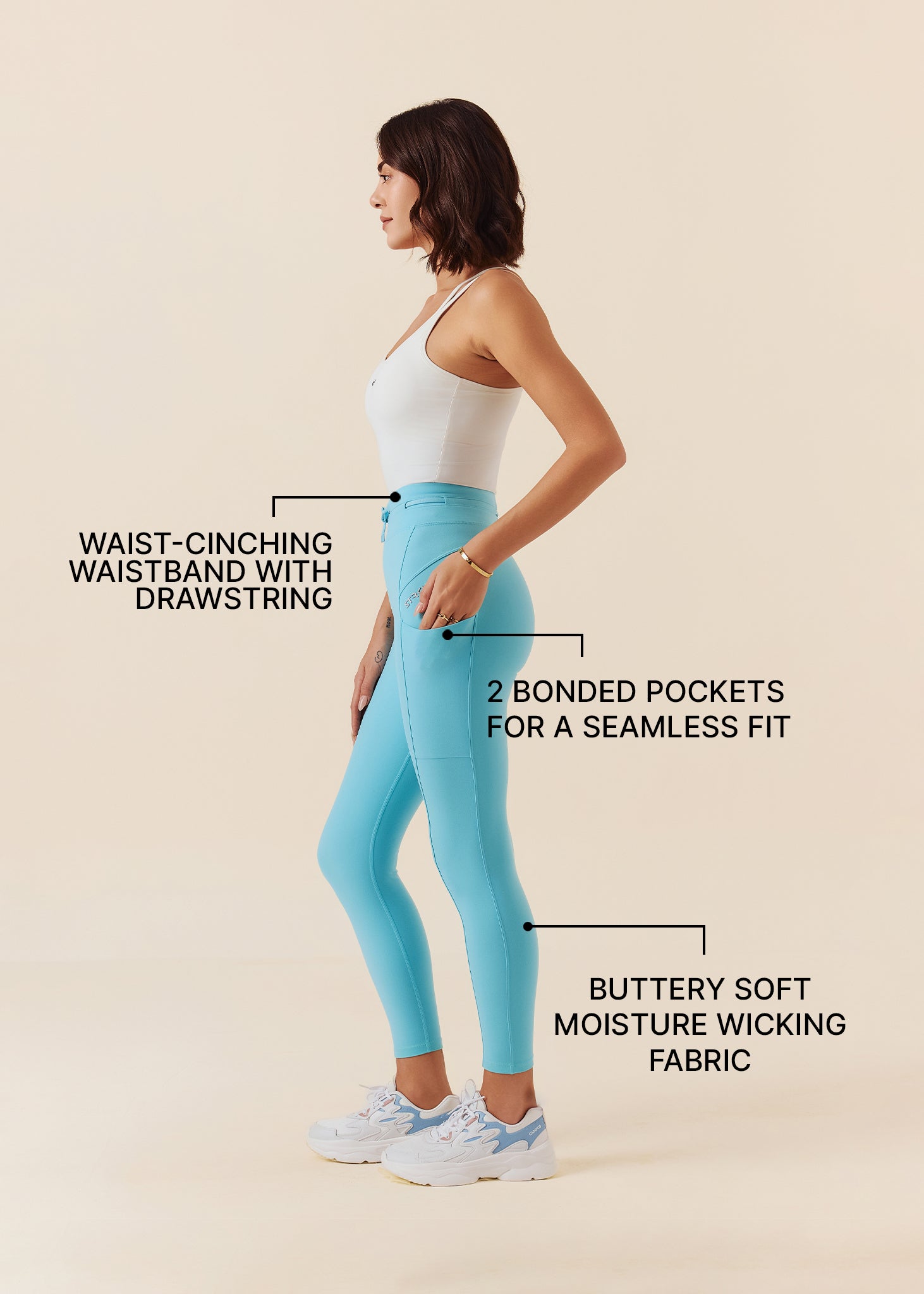 Women Fitness Training Pants - Milky Blue - 3