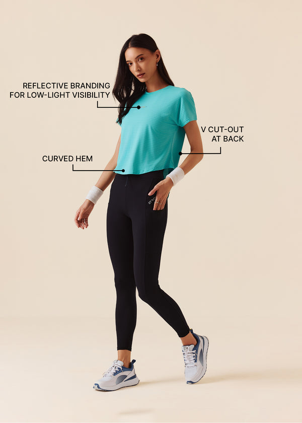 Women V-Back Tie Top - Turquoise - 2