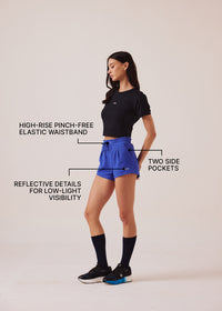 Women Pocket Workout Shorts - Dazzling Blue - 3