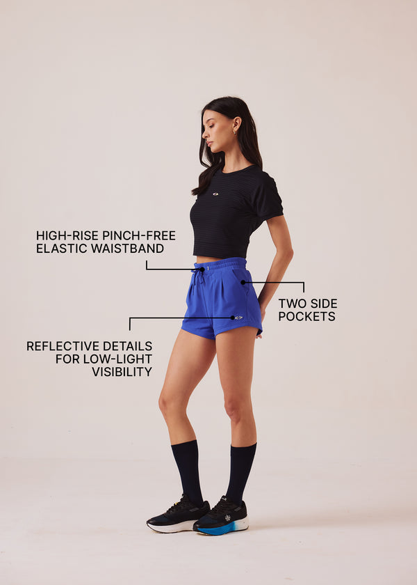 Women Pocket Workout Shorts - Dazzling Blue - 3