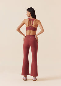 Women Pocket Flare Leggings - Marsala Red - 6