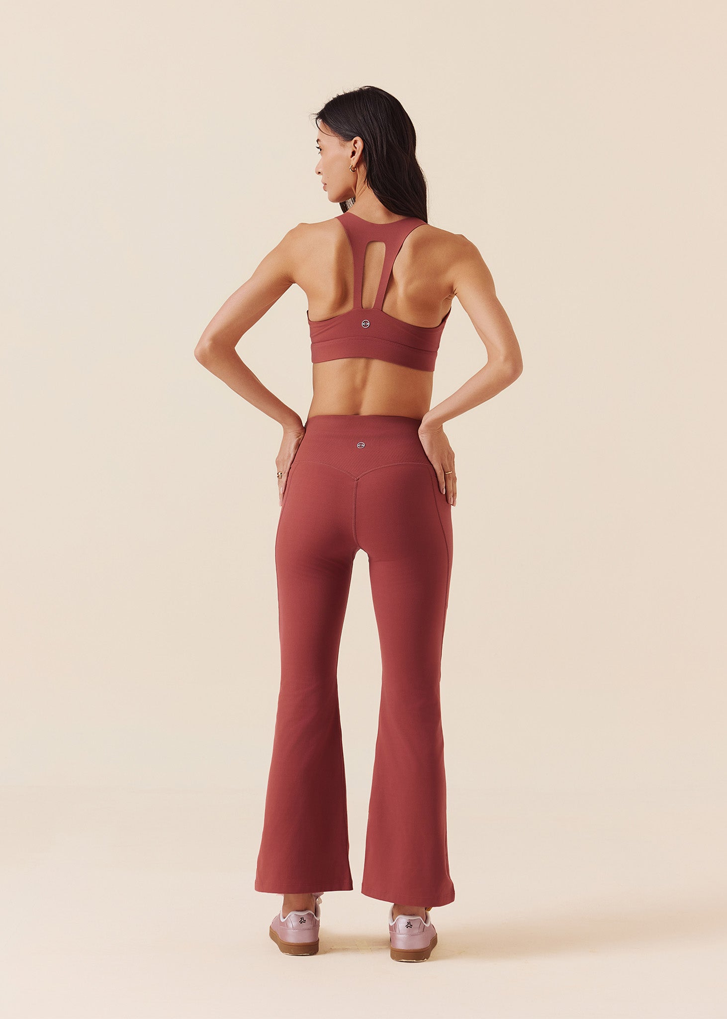 Women Pocket Flare Leggings - Marsala Red - 6