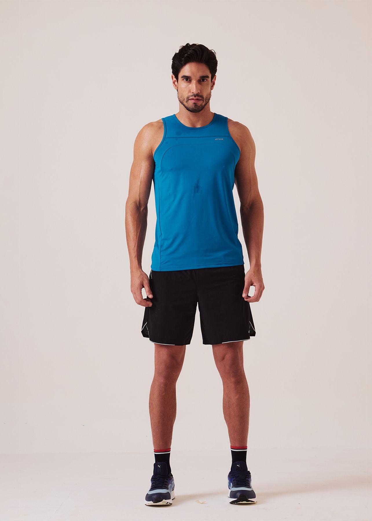 Men Split Hem Gym Shorts - Jet Black - 4