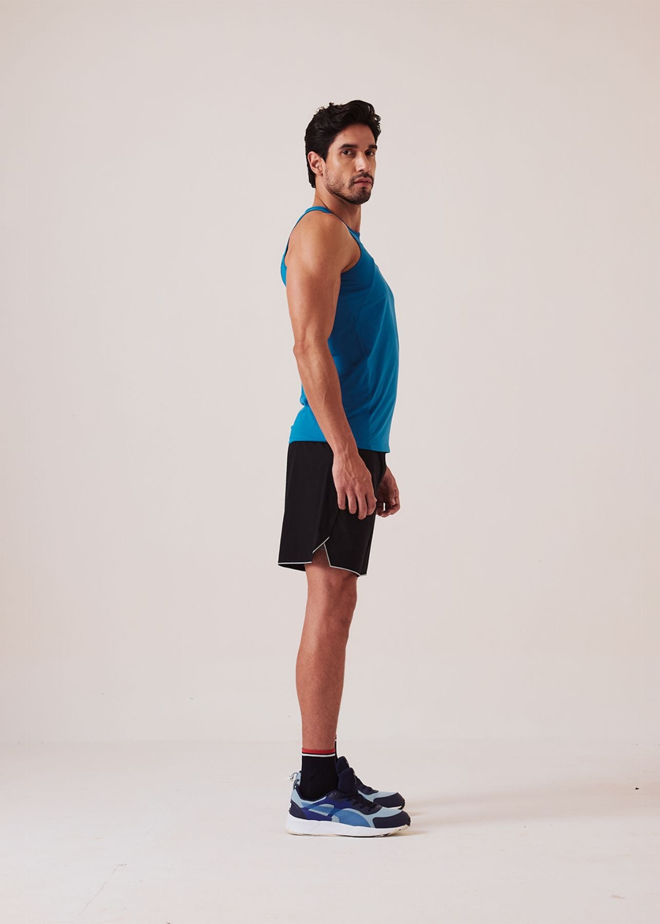 Men Split Hem Gym Shorts - Jet Black - 5