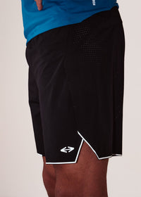 Men Split Hem Gym Shorts - Jet Black - 2