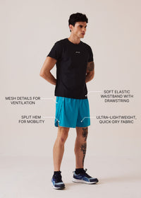 Men Split Hem Gym Shorts - Ocean Teal - 3