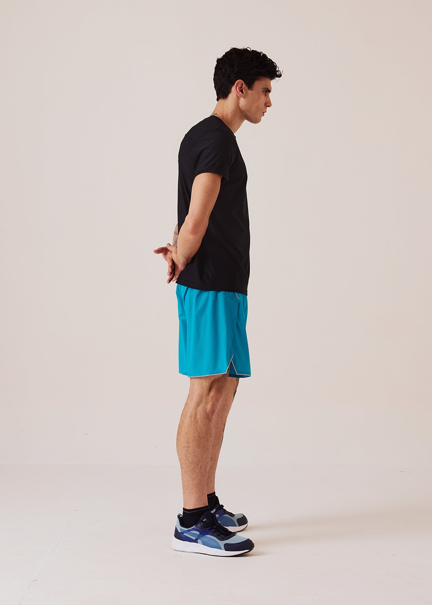 Men Split Hem Gym Shorts - Ocean Teal - 6