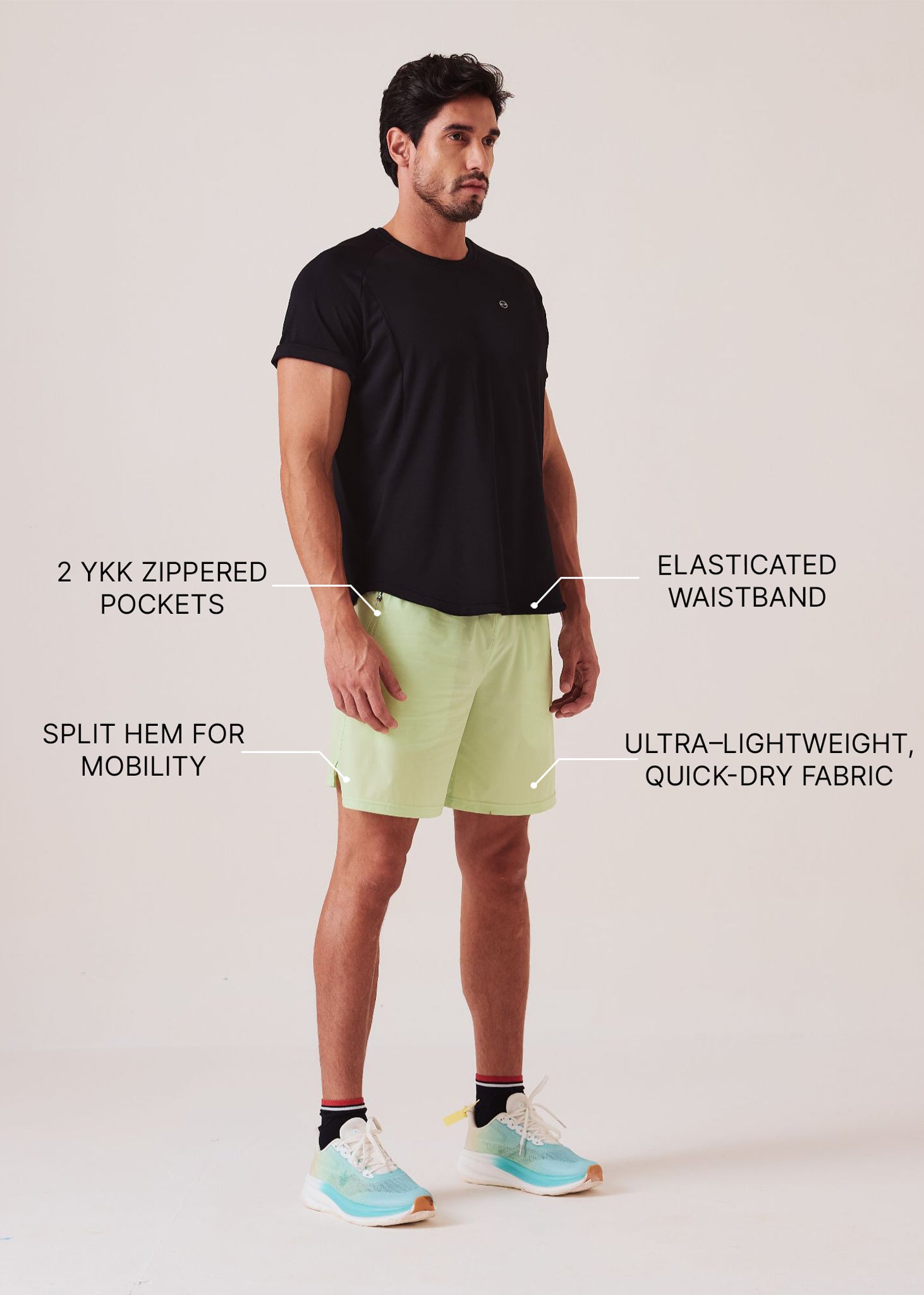Men Quick-Dry Training Shorts - Soft Lime - 3