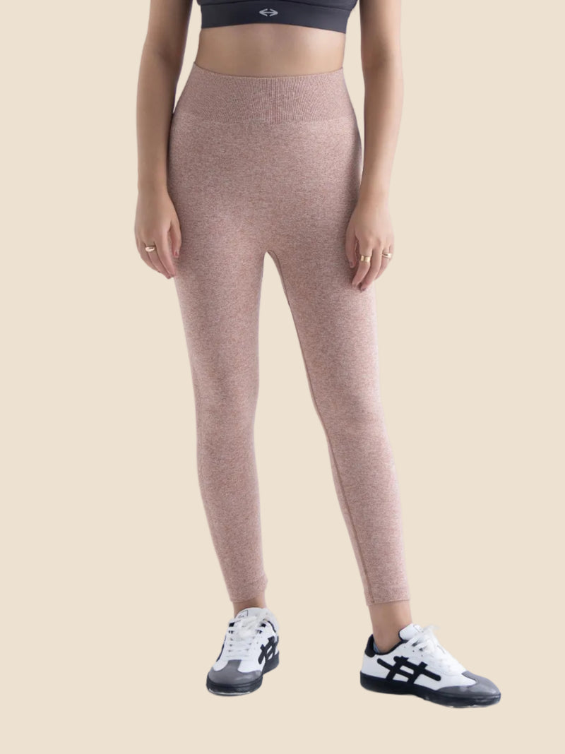 Women Seamless Flare Workout Leggings - Mocha Brown