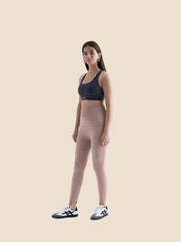 Women Seamless Flare Workout Leggings - Mocha Brown - 2