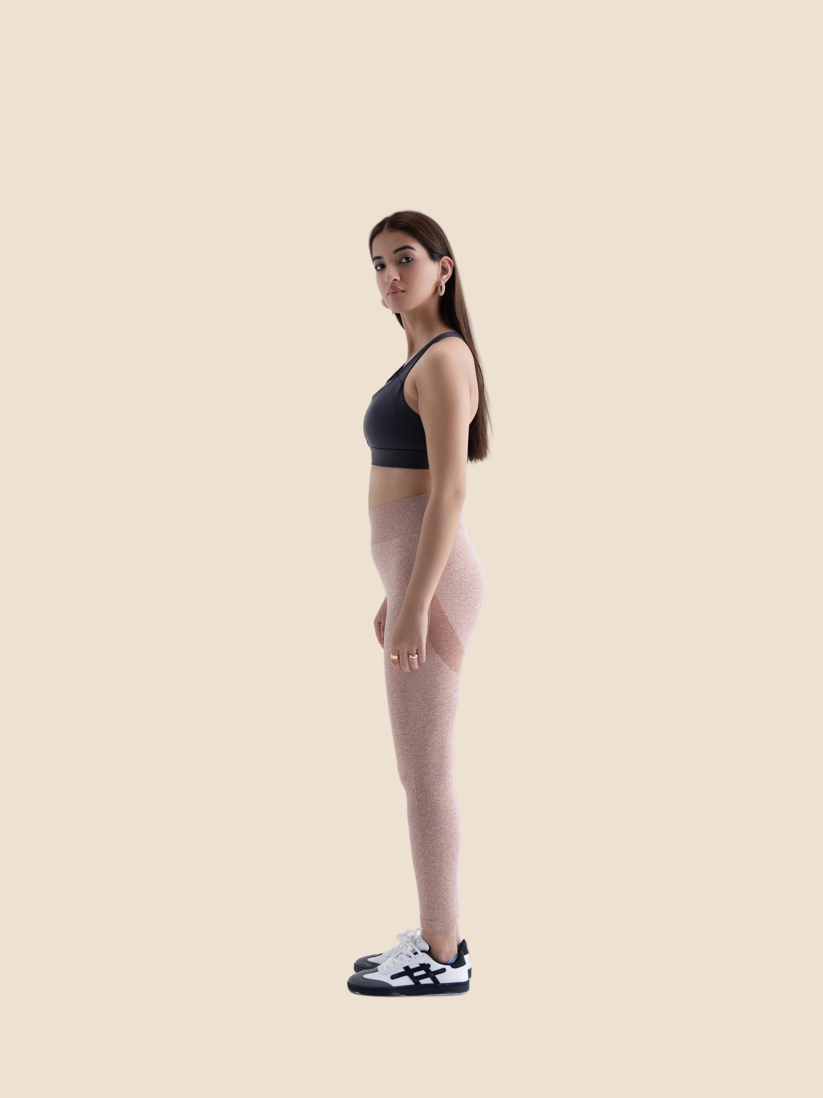 Women Seamless Flare Workout Leggings - Mocha Brown - 3