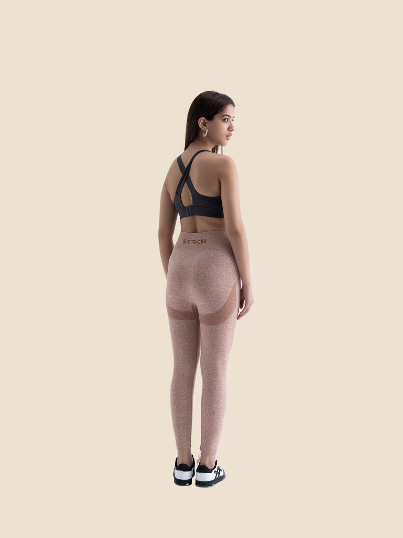 Women Seamless Flare Workout Leggings - Mocha Brown