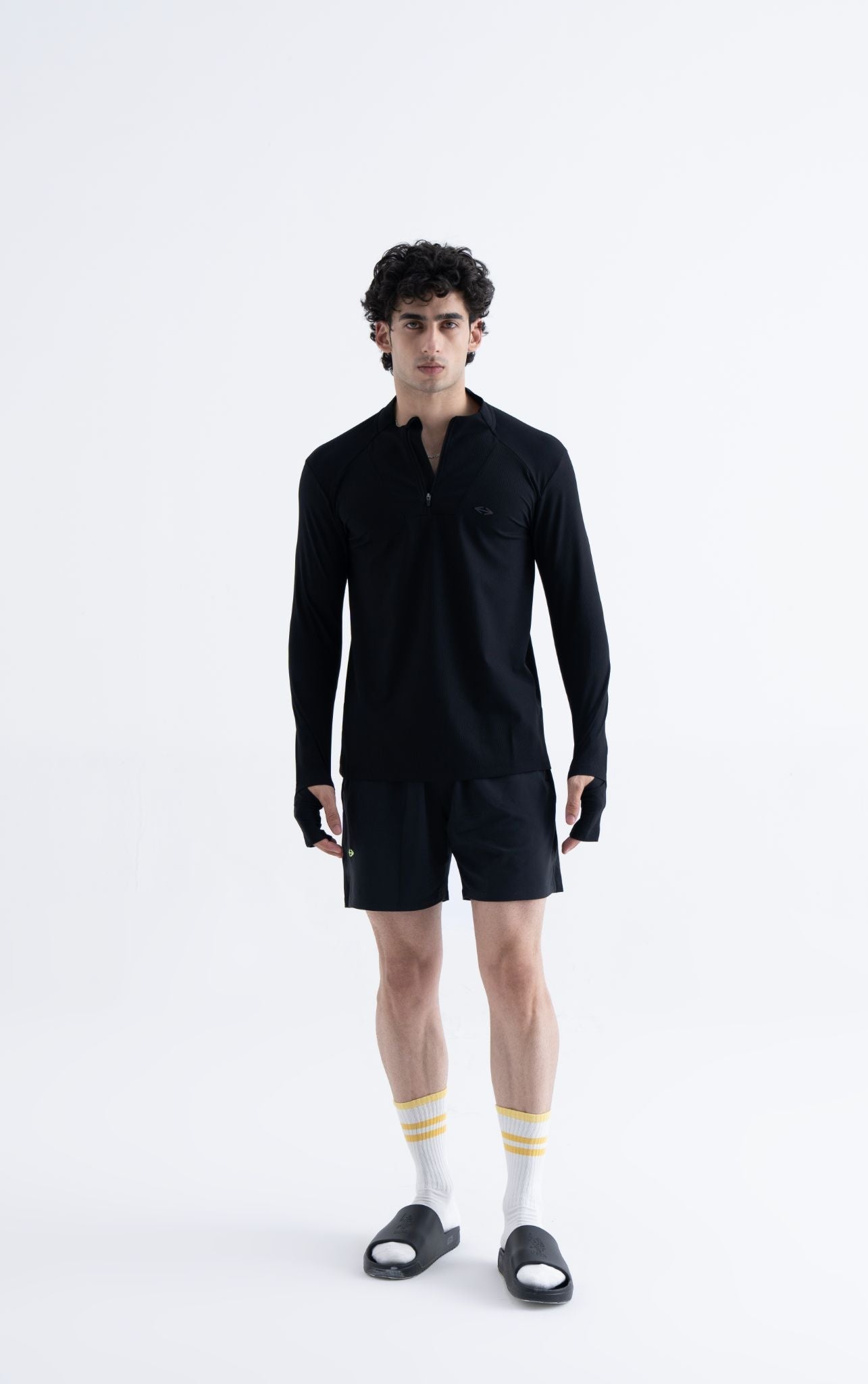Men Half Zip Panel Jacket Black - 3