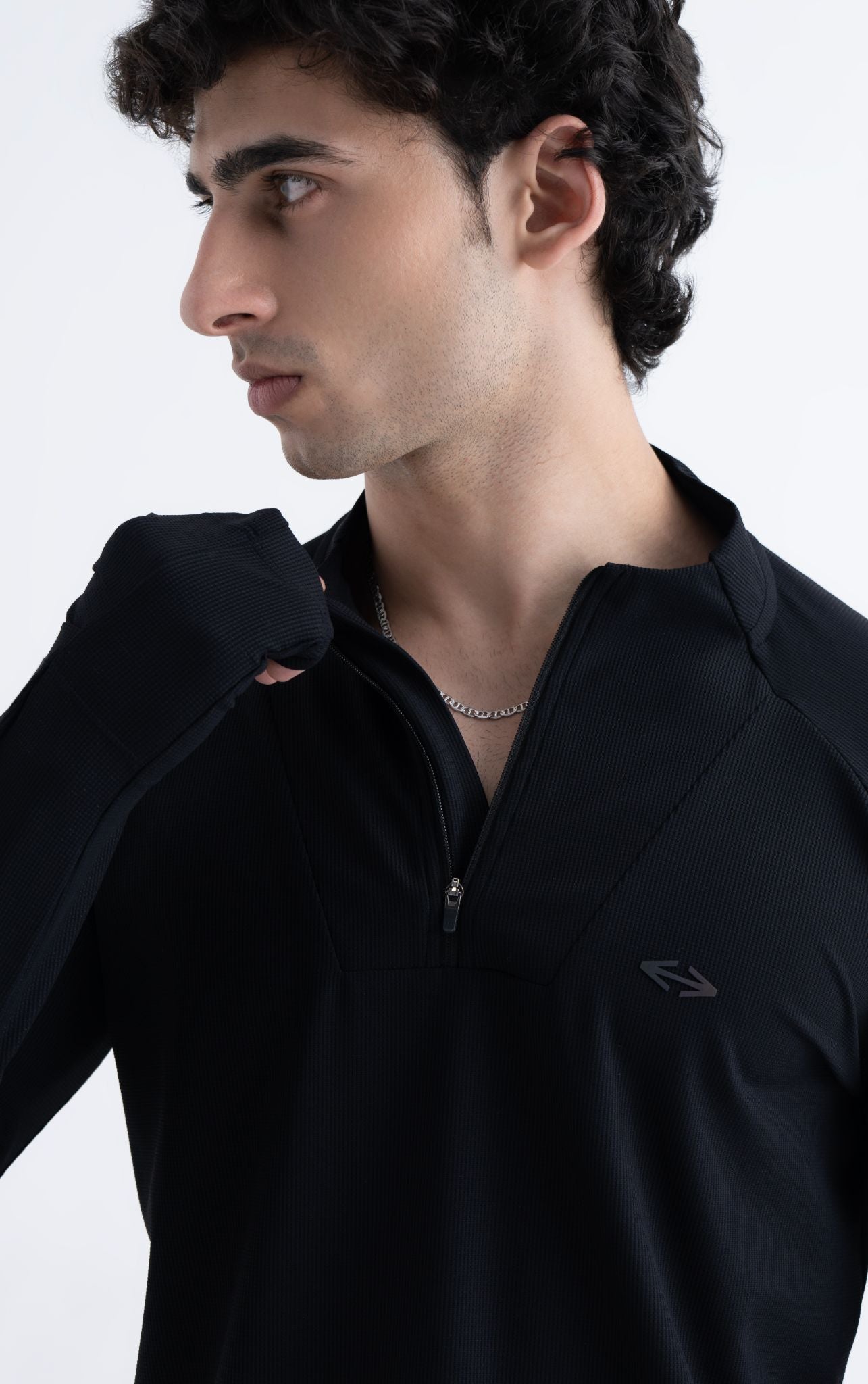 Men Half Zip Panel Jacket Black - 4