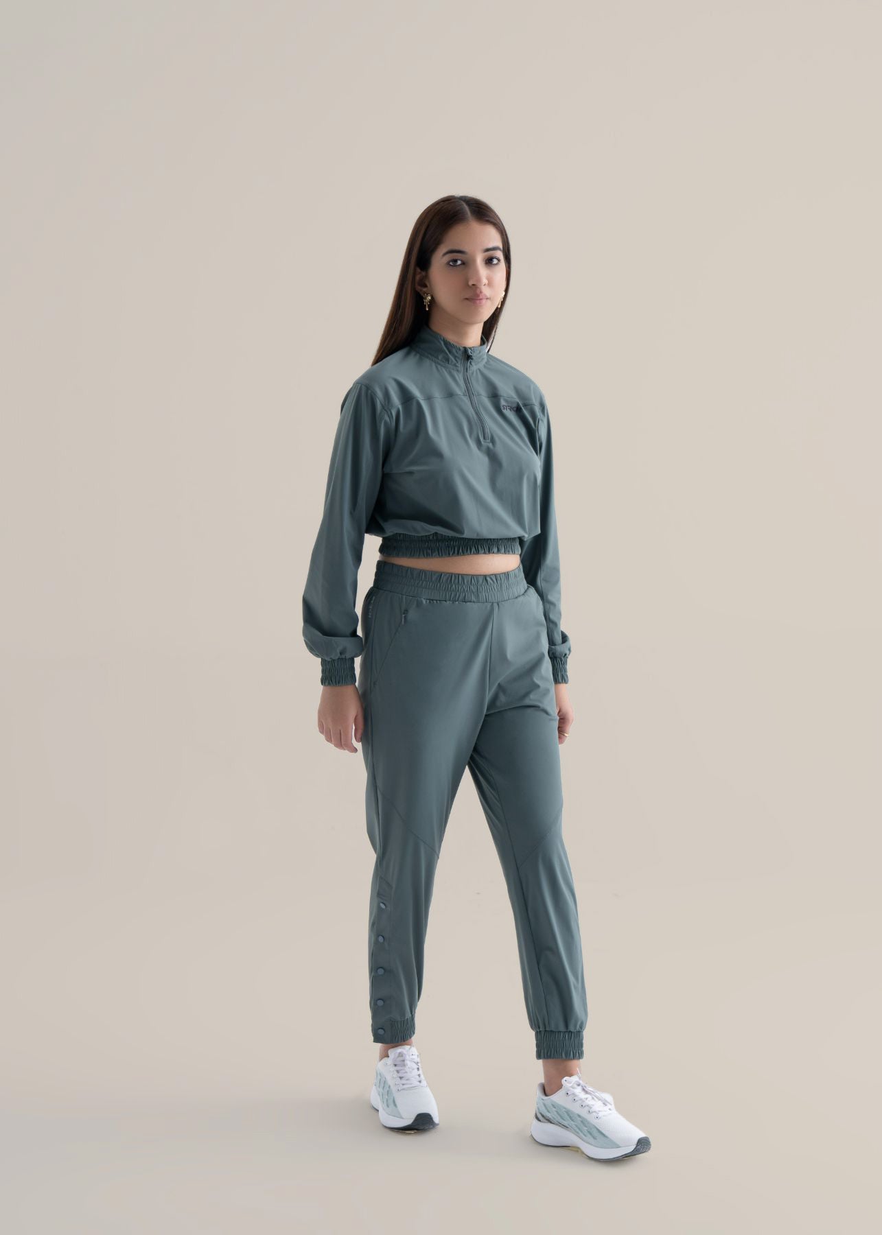 Women Cropped Jacket - Balsam Green