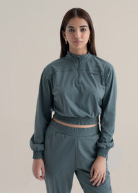 Women Cropped Jacket - Balsam Green - 1
