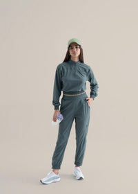 Women Cropped Jacket - Balsam Green - 2