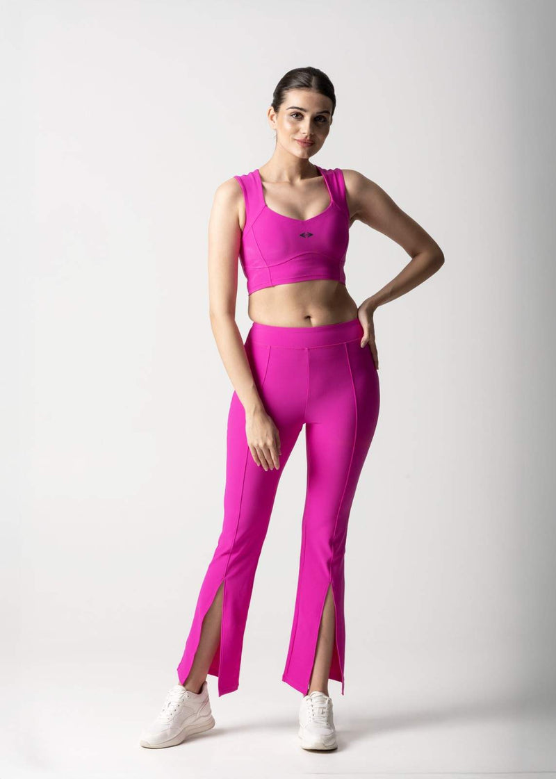 Women Reflective Gym Sports Bra Shocking Pink