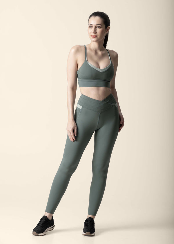 Double Up Power Leggings - Sage Green - 1