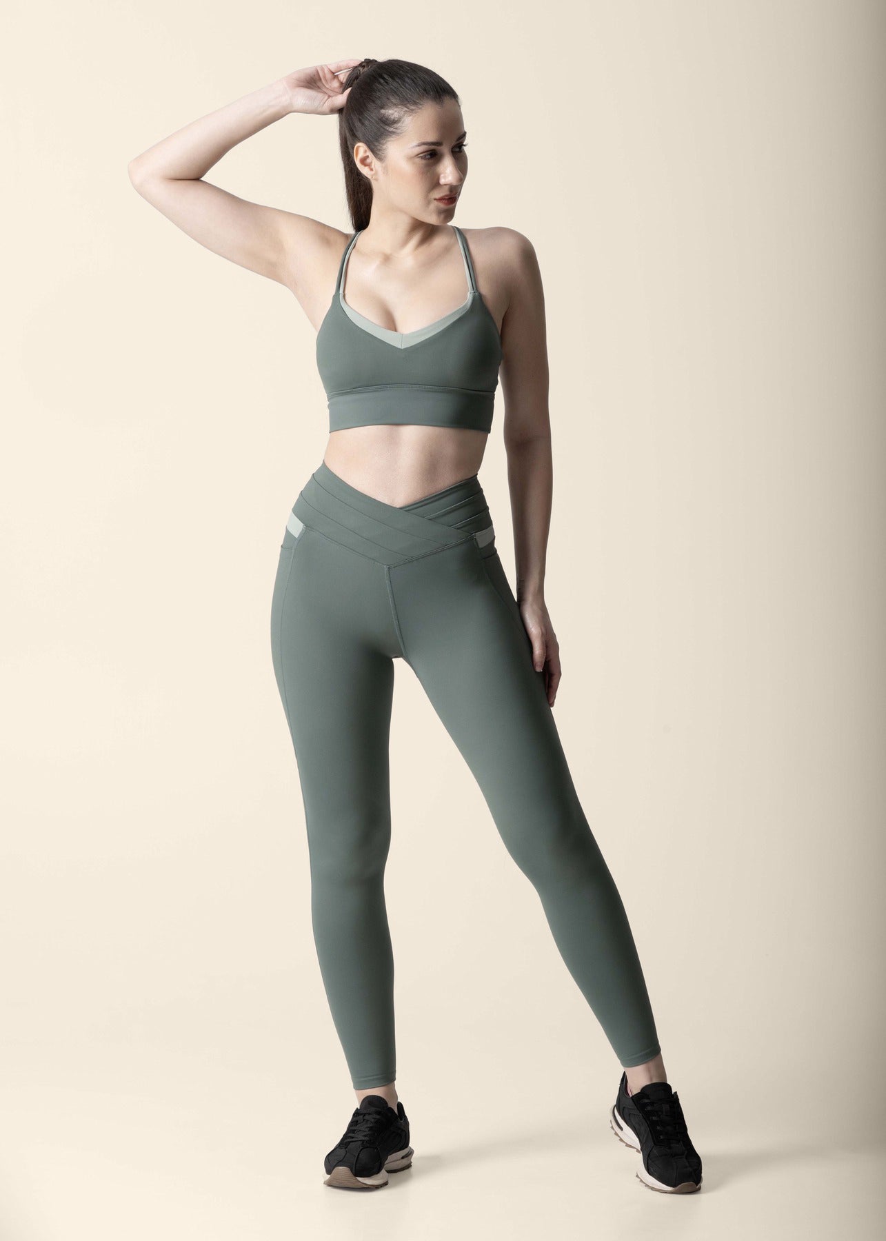 Double Up Power Leggings - Sage Green - 4