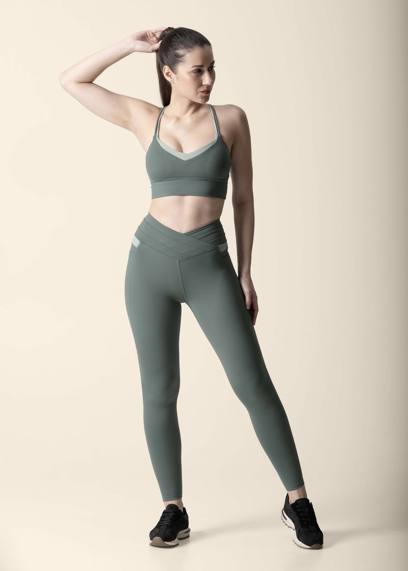 Double Up Power Leggings - Sage Green