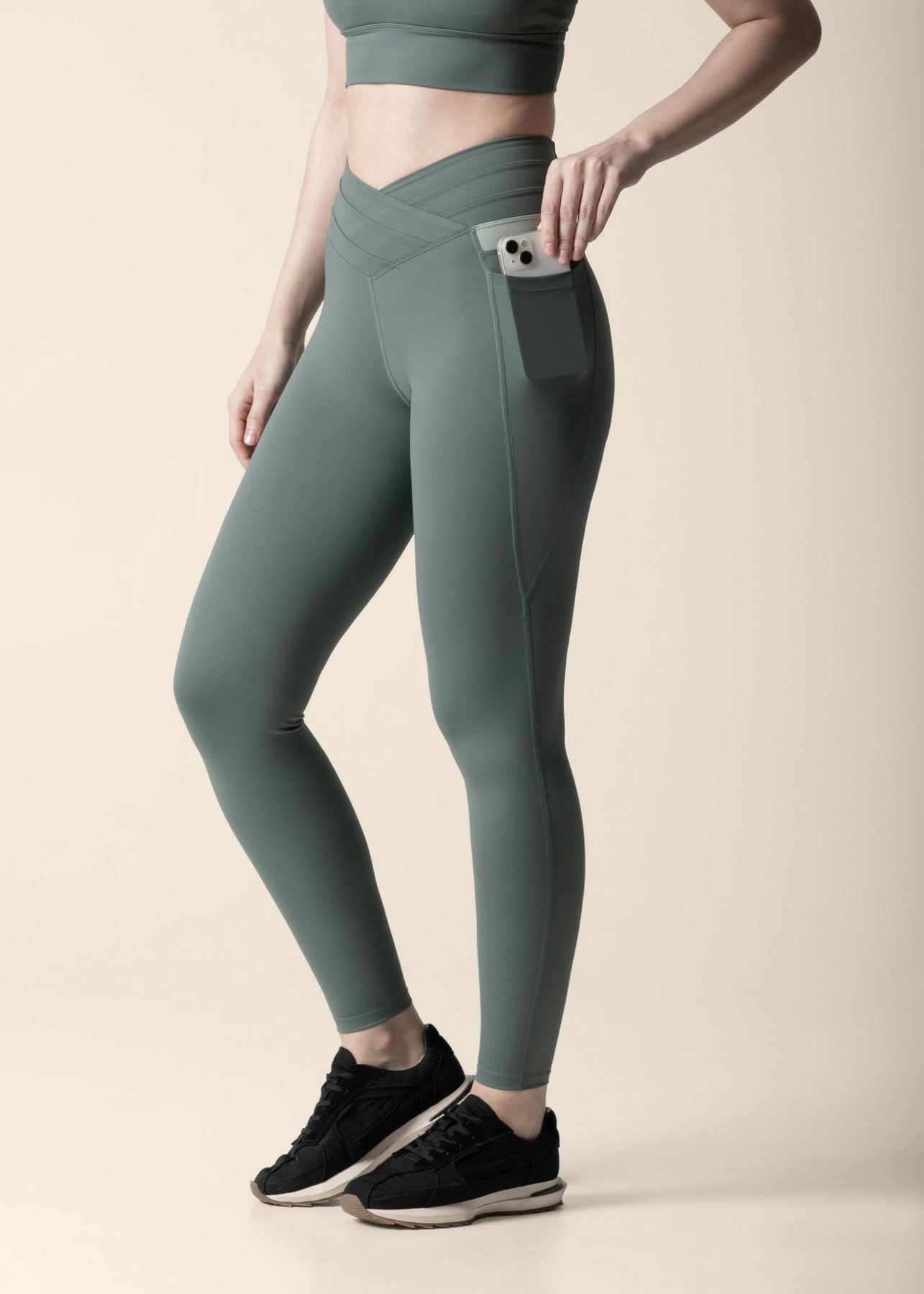 Double Up Power Leggings - Sage Green - 5