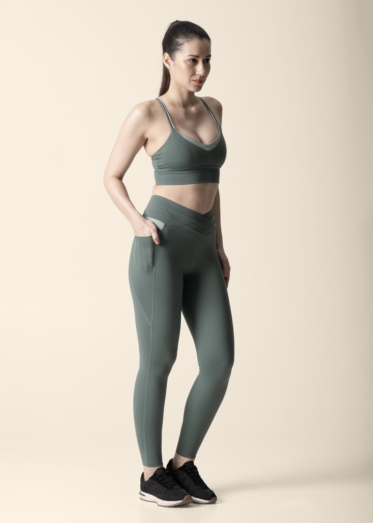 Double Up Power Leggings - Sage Green - 7