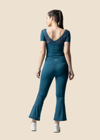 Women High Waist Bootcut Workout Leggings - Classic Blue - 5