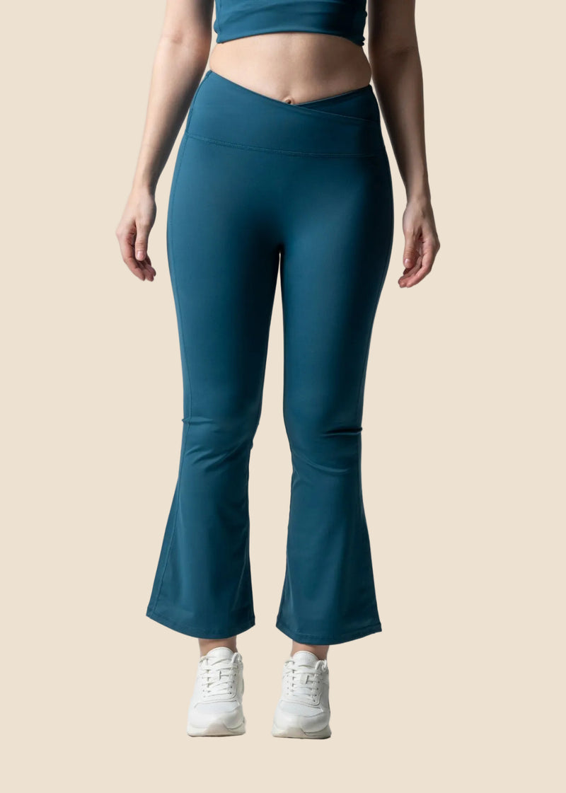 Women High Waist Bootcut Workout Leggings - Classic Blue