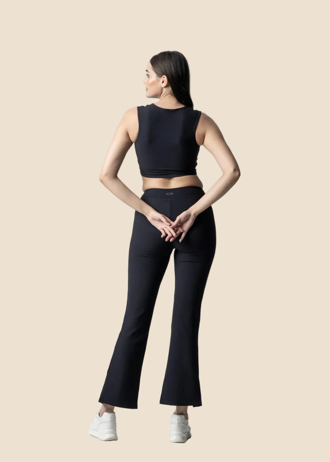 Women Ribbed Flare Pants - Black - 5